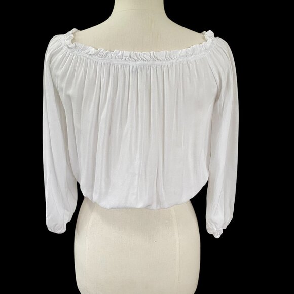 Brandy Melville Euro Summer Off/On Shoulder Crop Shirt Boho Coquette Y2K-OS - Picture 7 of 11